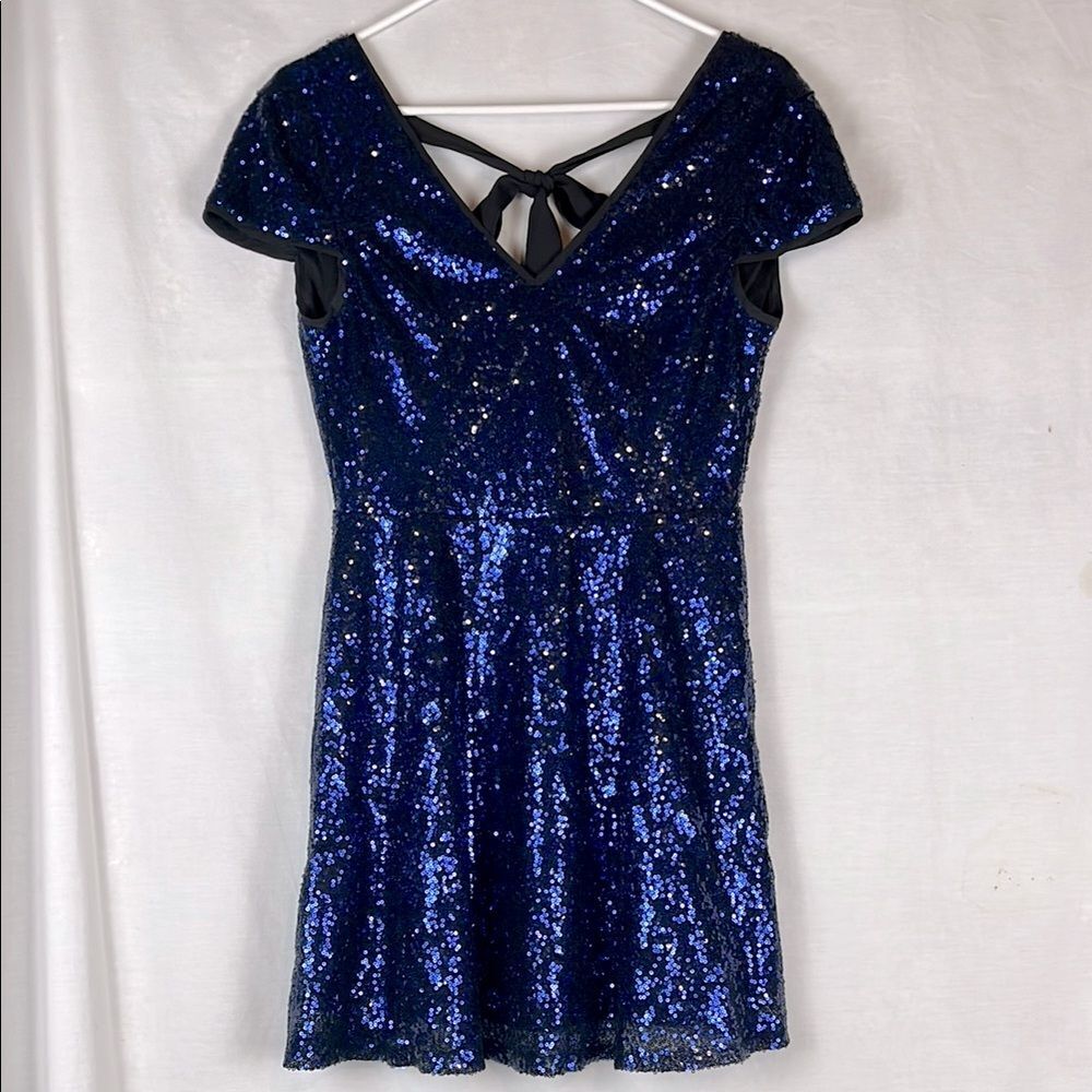 Blue Sequin Lulus Backless Mini Dress